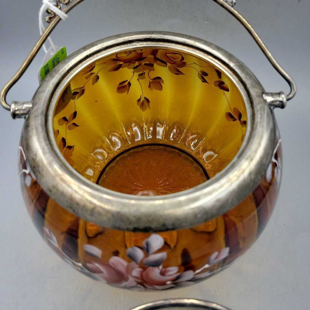 Victorian Amber Glass Biscuit Jar