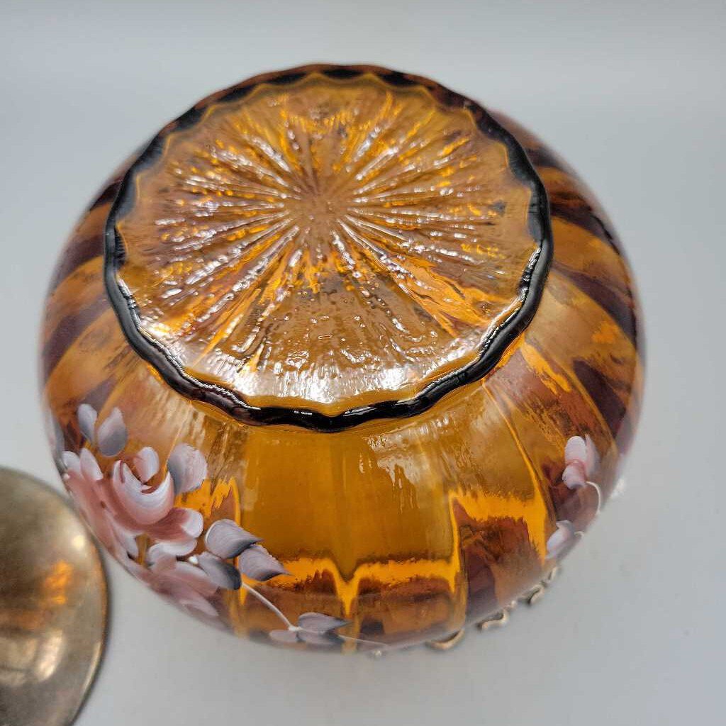 Victorian Amber Glass Biscuit Jar