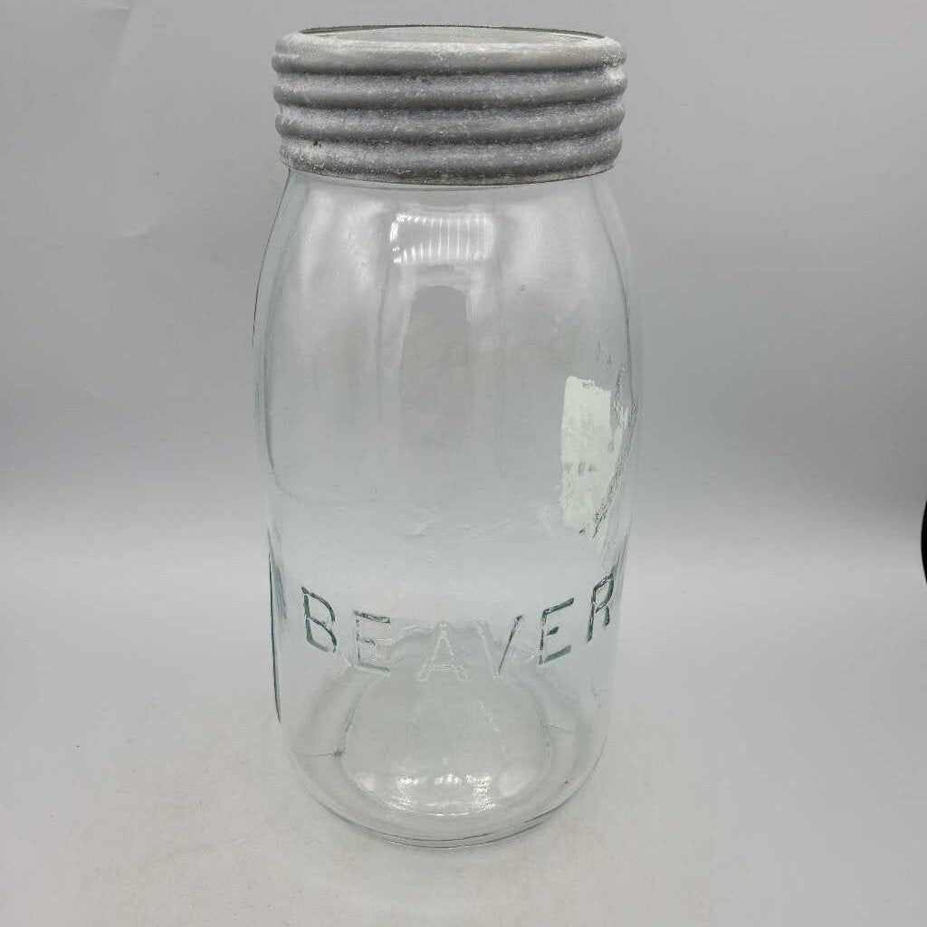 Beaver quart Jar Blue tint Weak Mold (JAS)