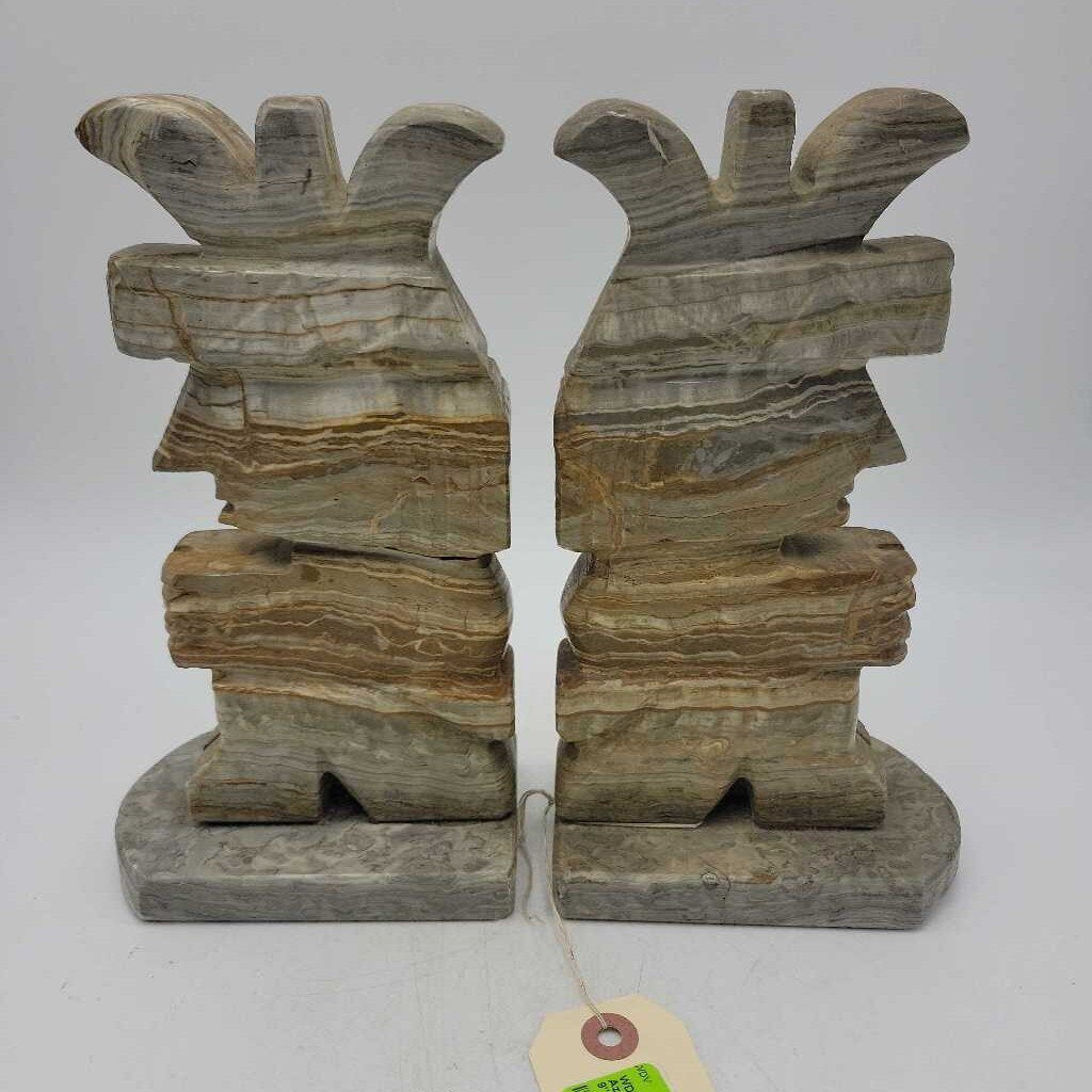 WDV 814 Onyx Mayan Aztec Bookends Set of 2 {K}