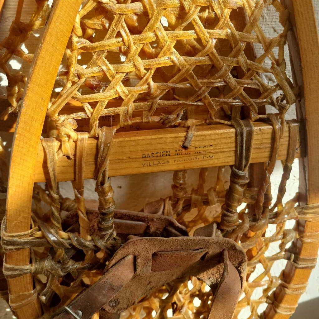 Canadian Huron Rawhide Snowshoes by Bastien Bros. 2063