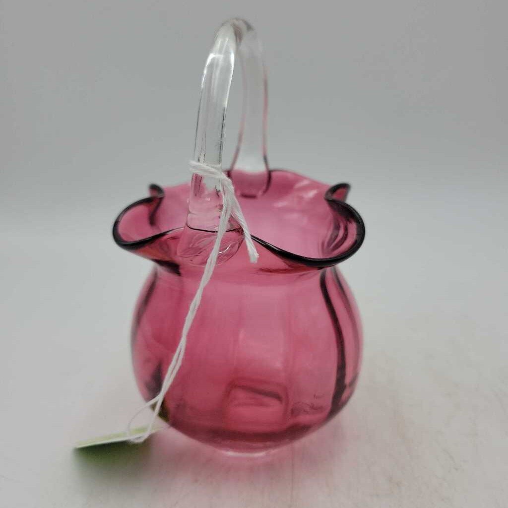 Cranberry Glass Handled Vase/Basket S2085 (SC)