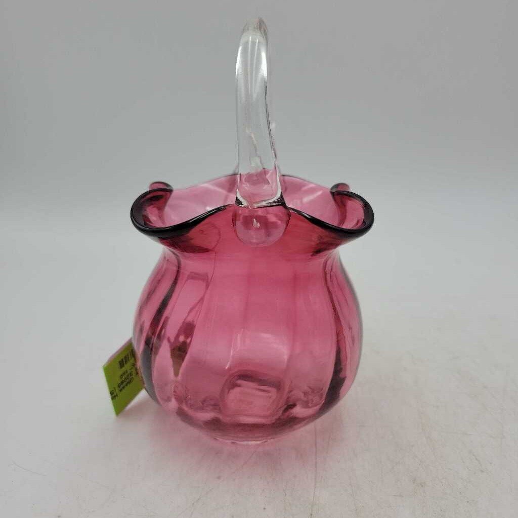 Cranberry Glass Handled Vase/Basket S2085 (SC)