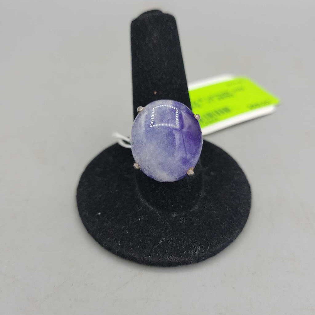 Sterling & Lavender Jade (dyed) Ring - VT #8362