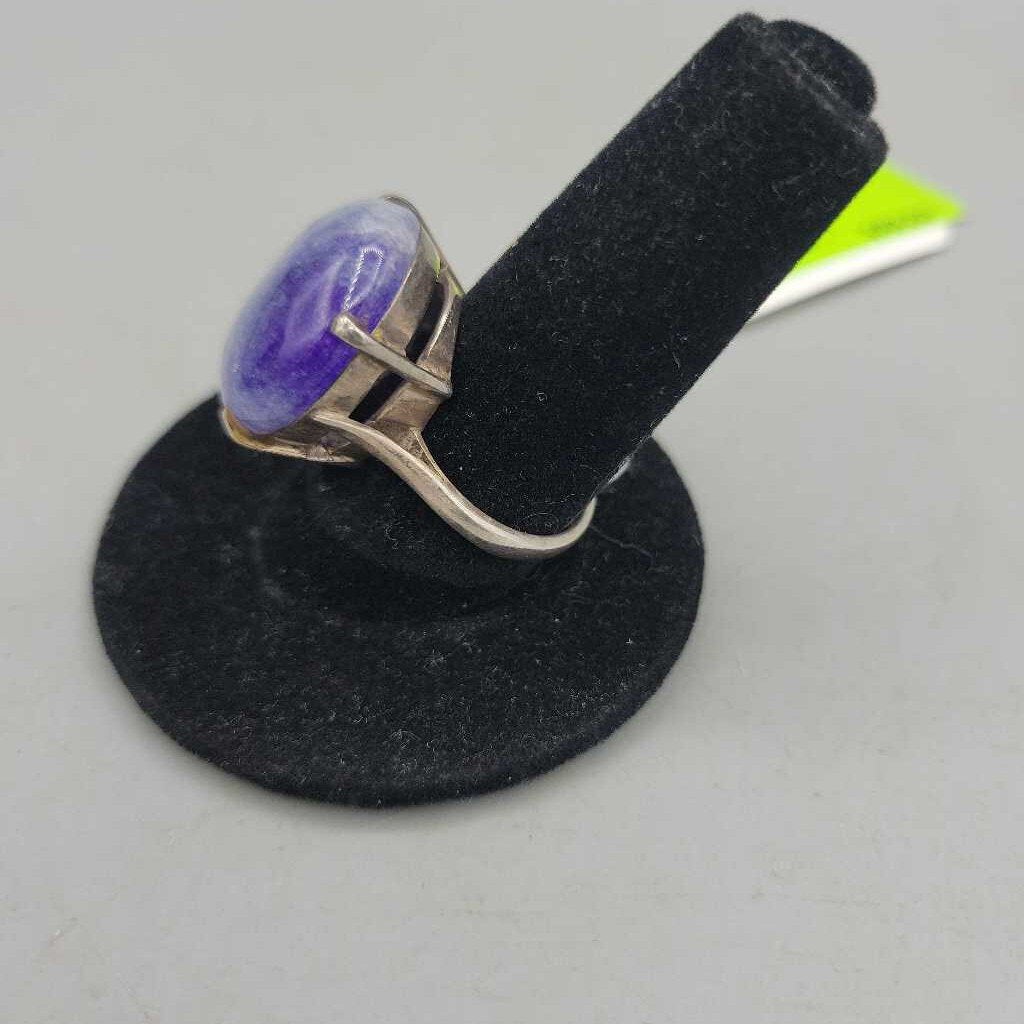 Sterling & Lavender Jade (dyed) Ring - VT #8362