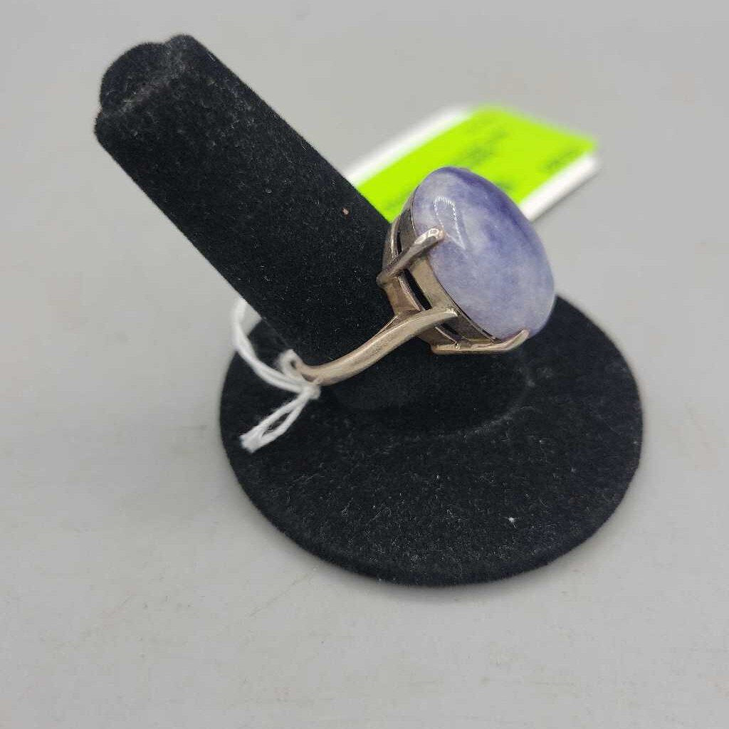 Sterling & Lavender Jade (dyed) Ring - VT #8362