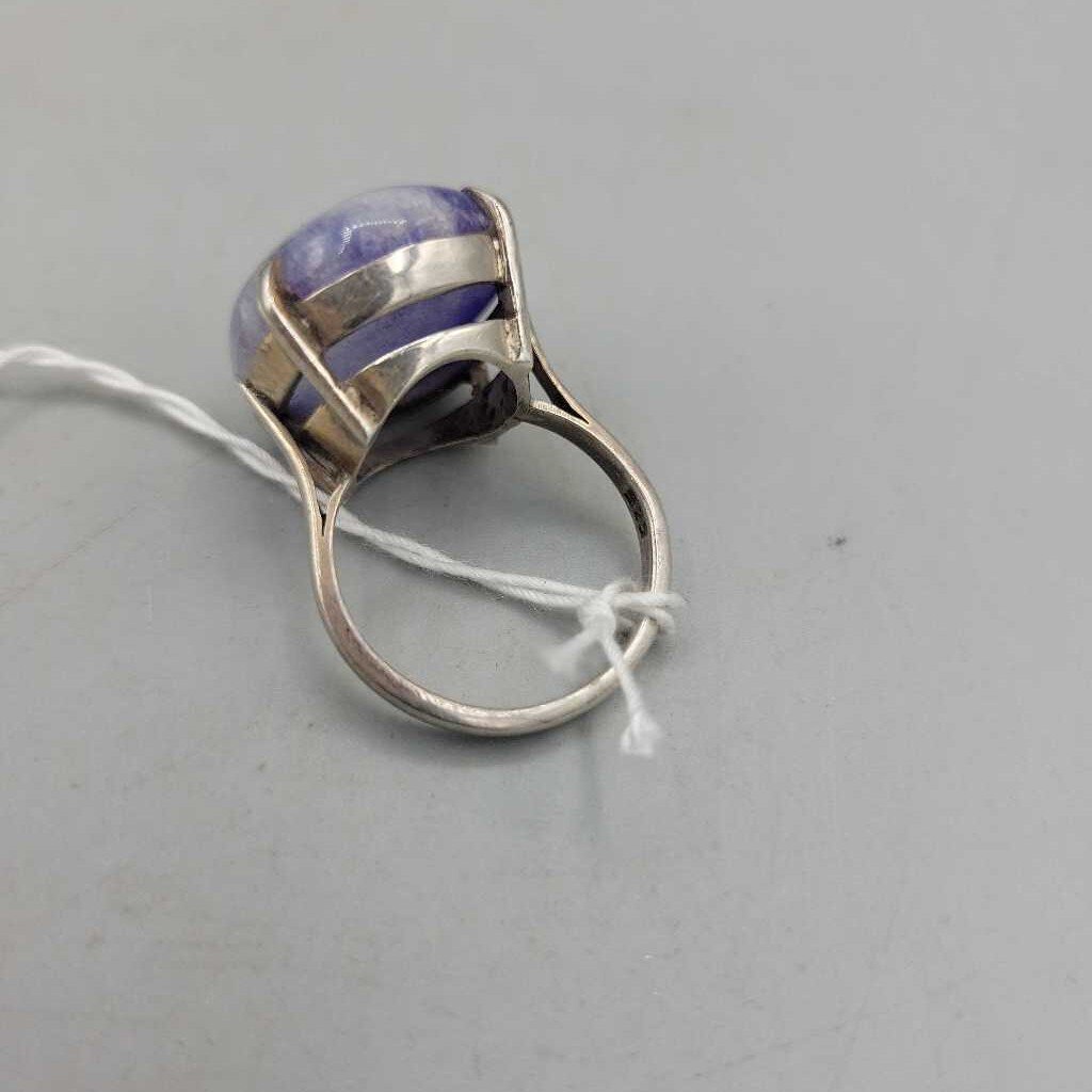 Sterling & Lavender Jade (dyed) Ring - VT #8362