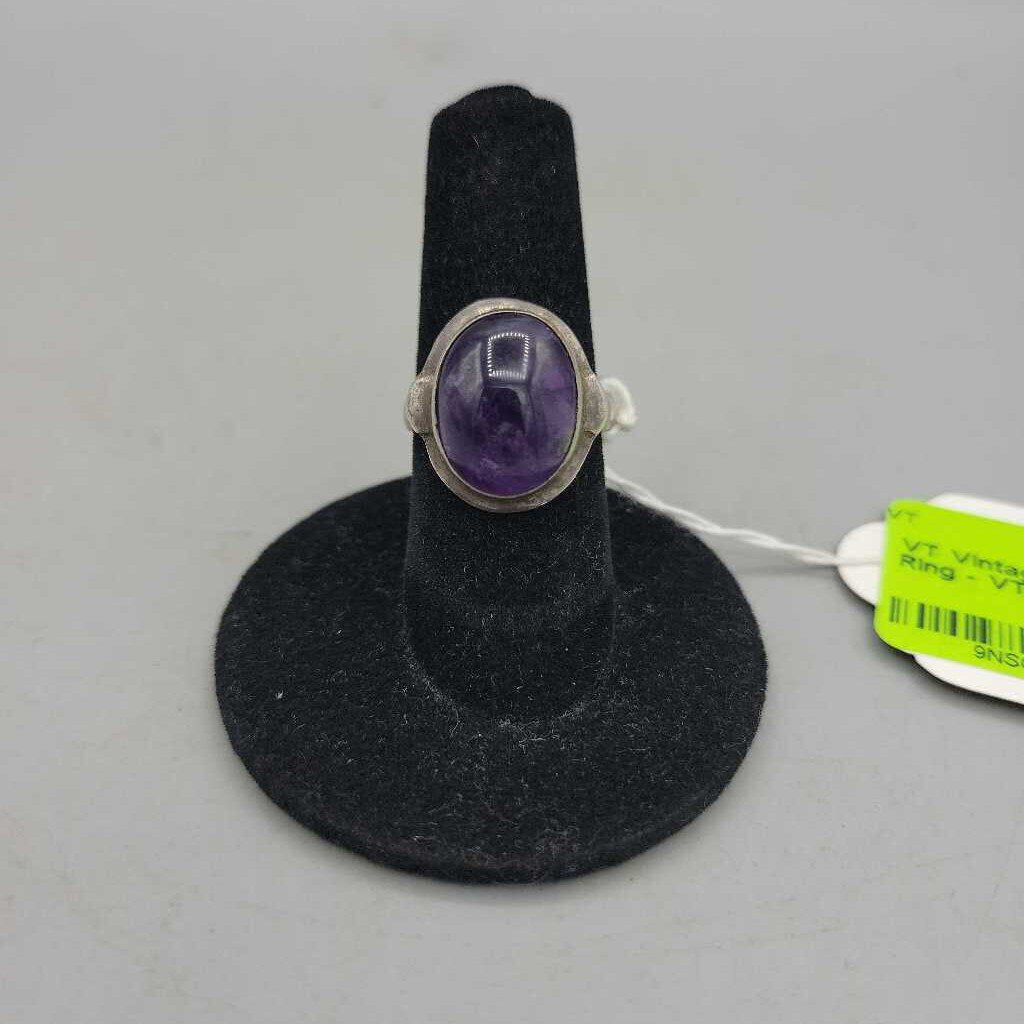 Vintage Sterling Amethyst Ring - VT #8502