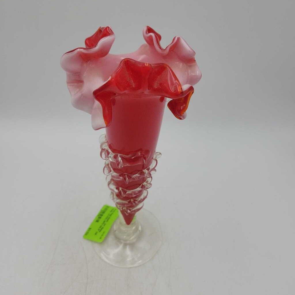 Red Swirl art Glass Vase (YVO) (401)