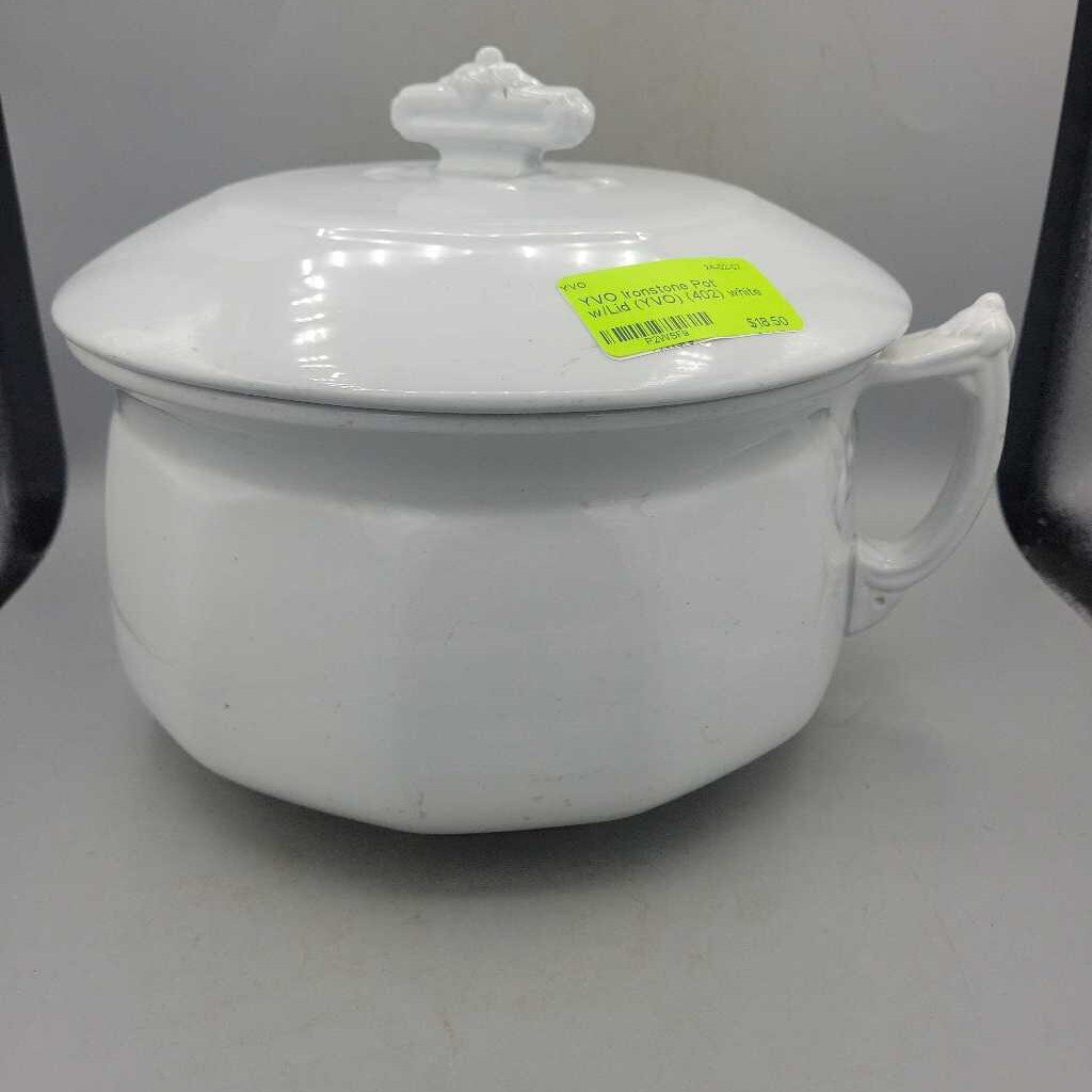 Ironstone Pot w/Lid (YVO) (402)