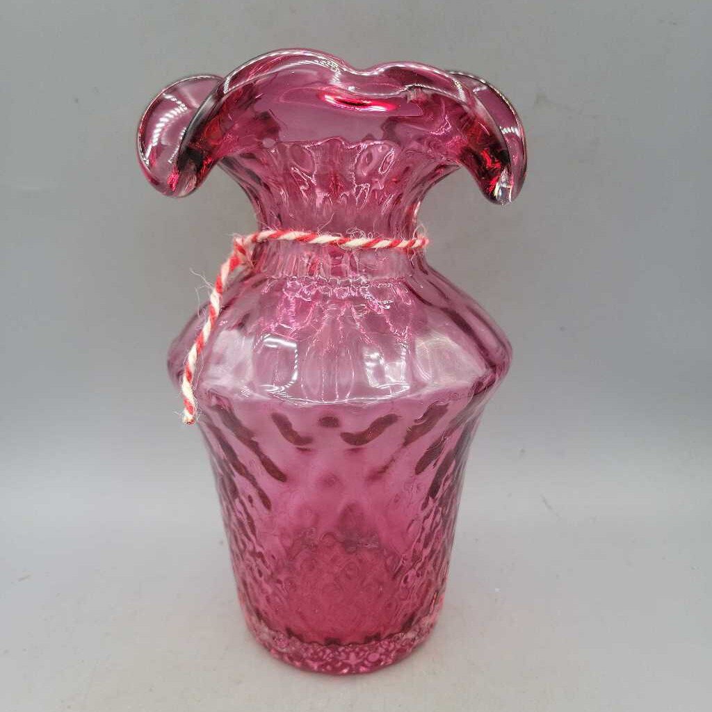 Fenton Cranberry Glass vase (LOR) 1034