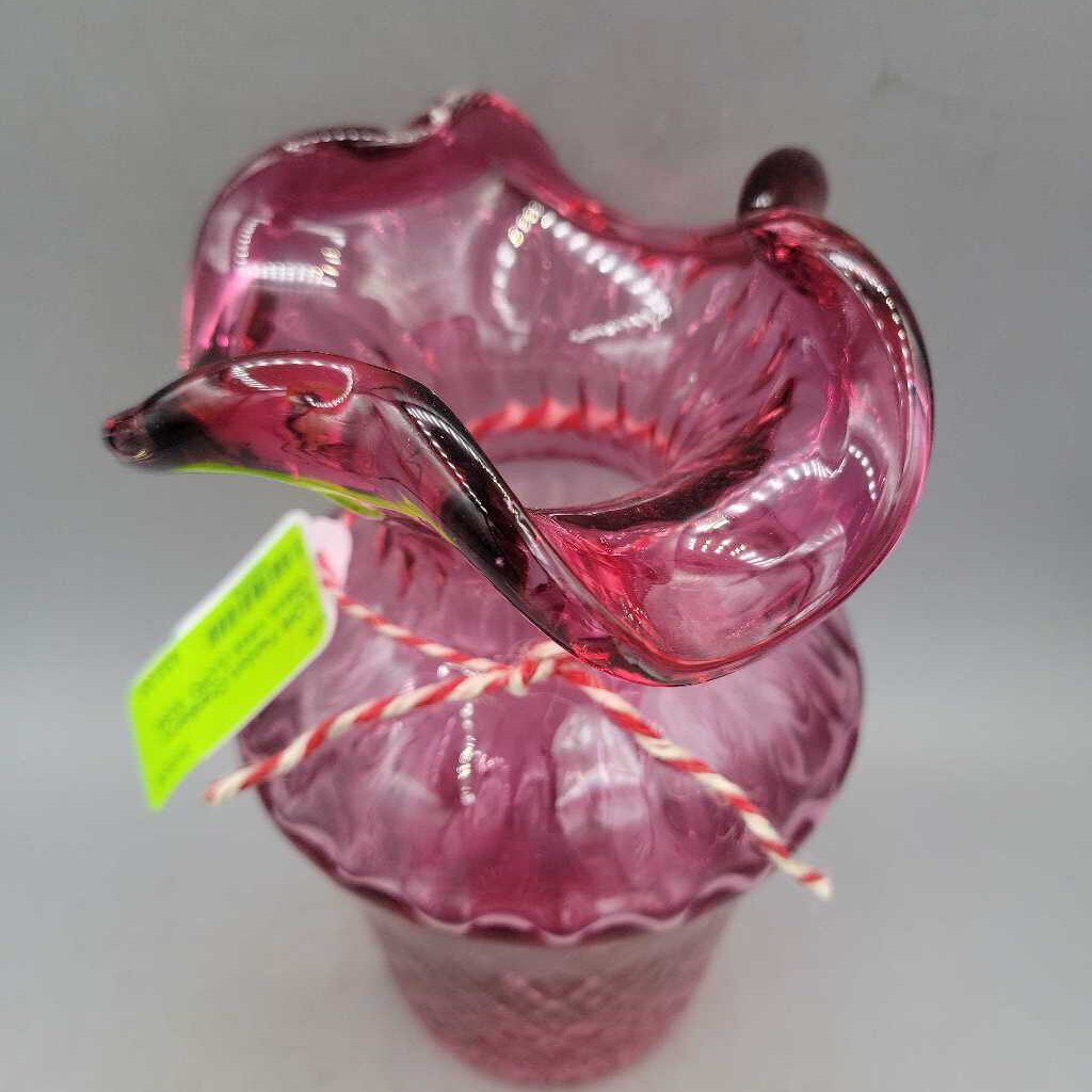 Fenton Cranberry Glass vase (LOR) 1034