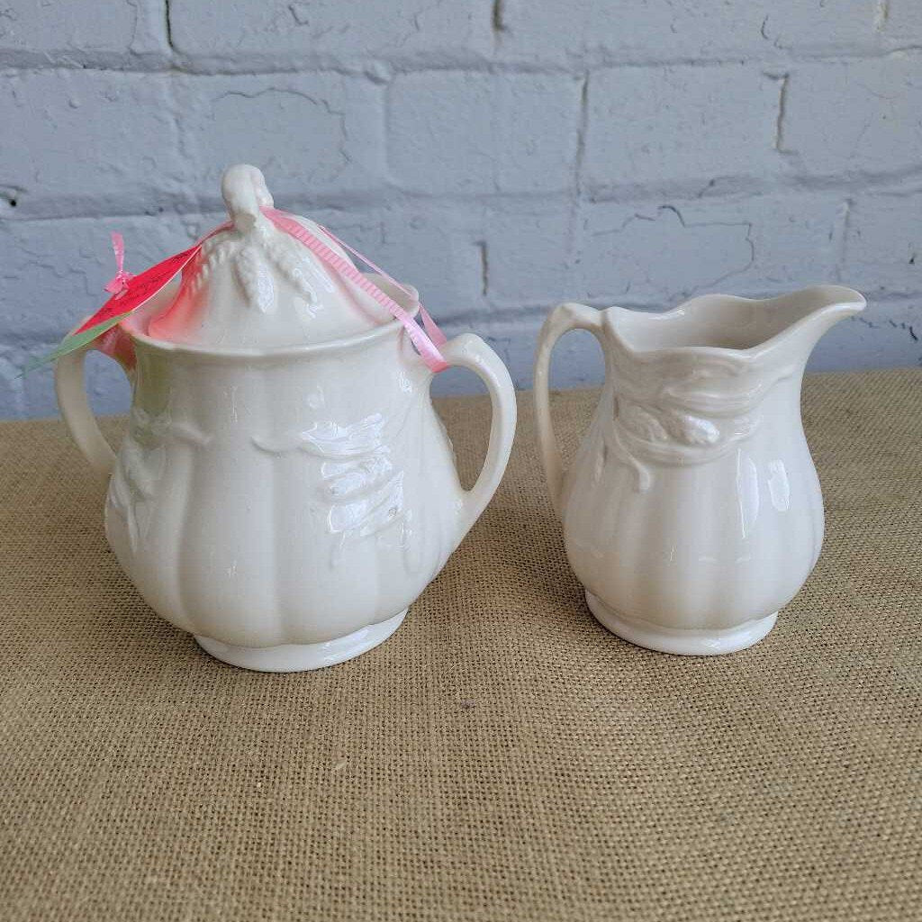 ironstone Wheat pattern Cream and Sugar set (KAR)