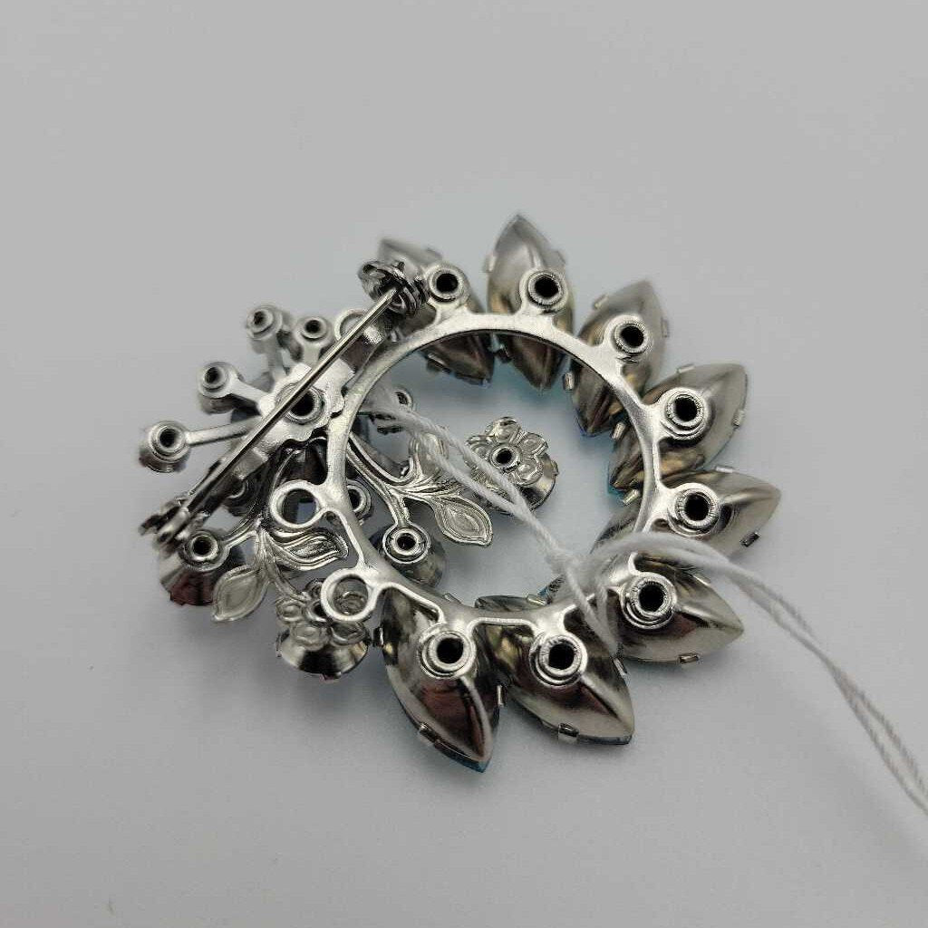 Vintage Blue Rhinestone Brooch - #6831