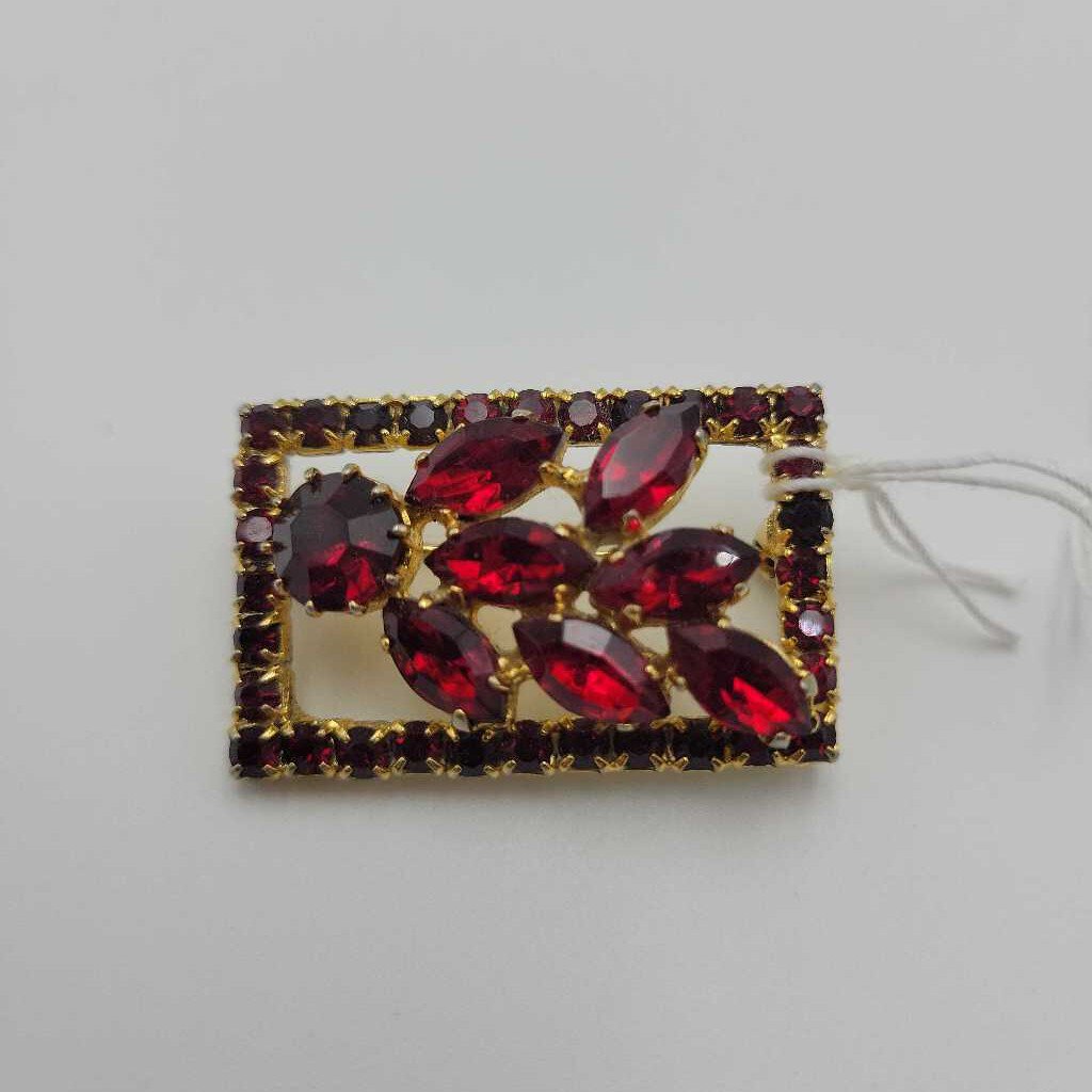 Red Rhinestone Brooch - #9064