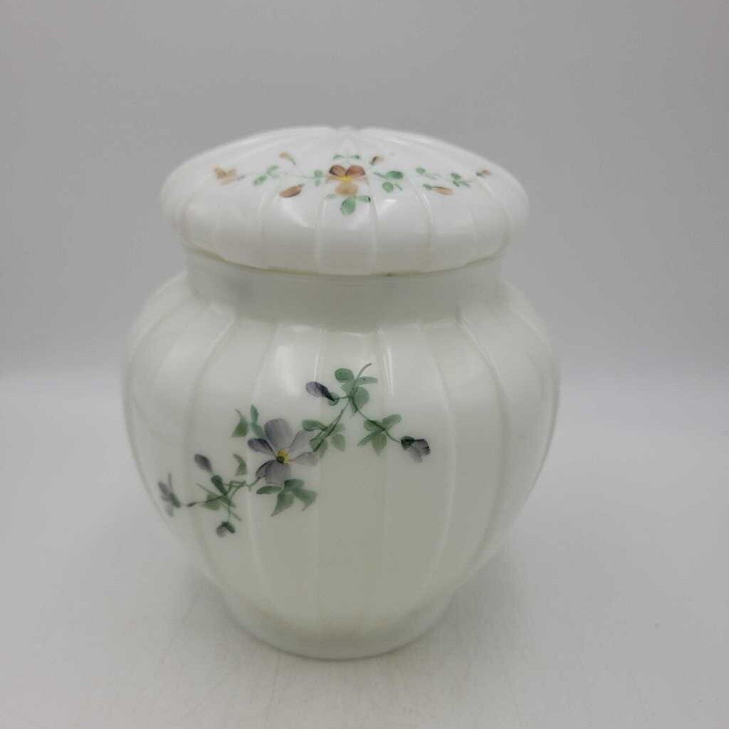 Large Hand painted Milk Glass Ginger Jar - #9078 (VT)