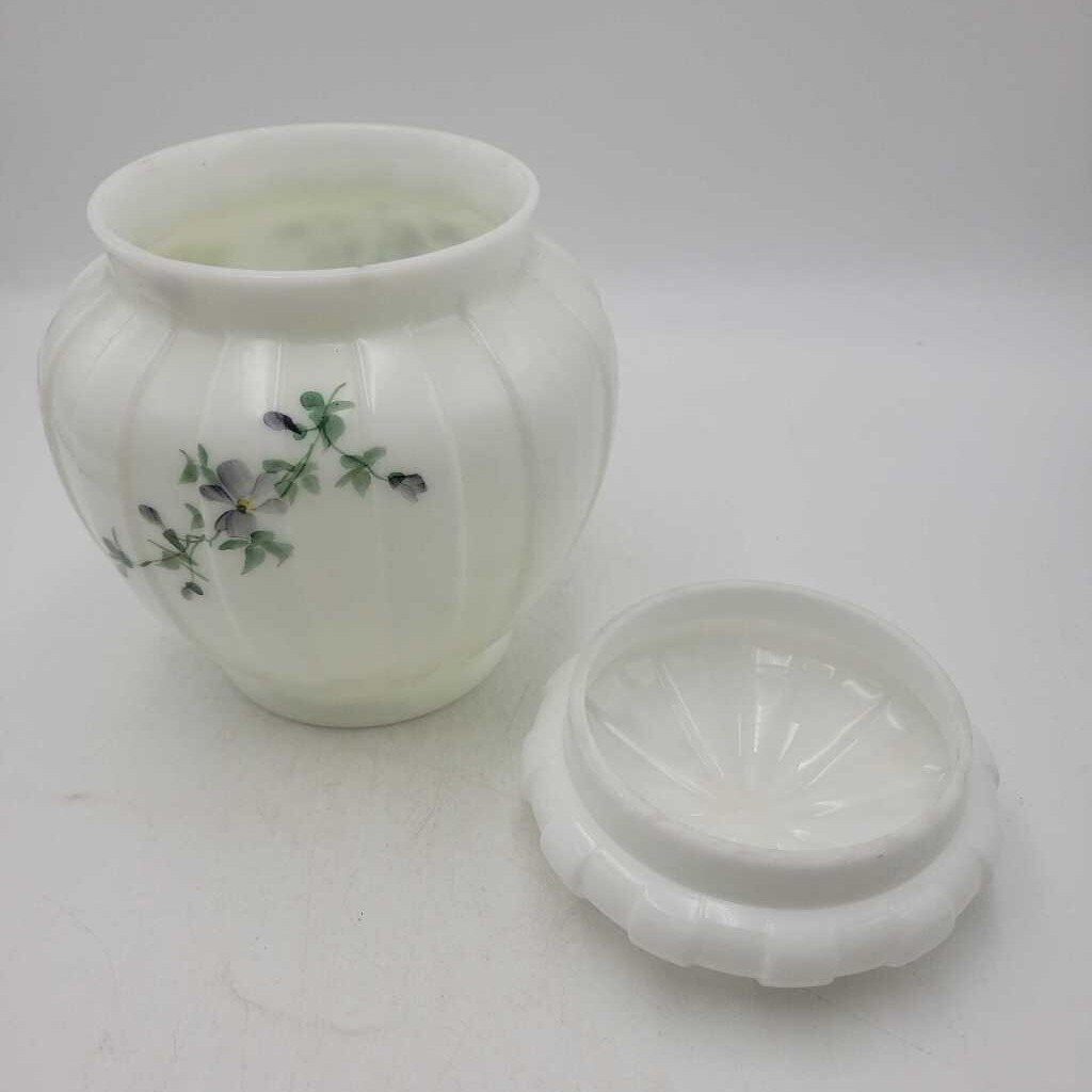 Large Hand painted Milk Glass Ginger Jar - #9078 (VT)