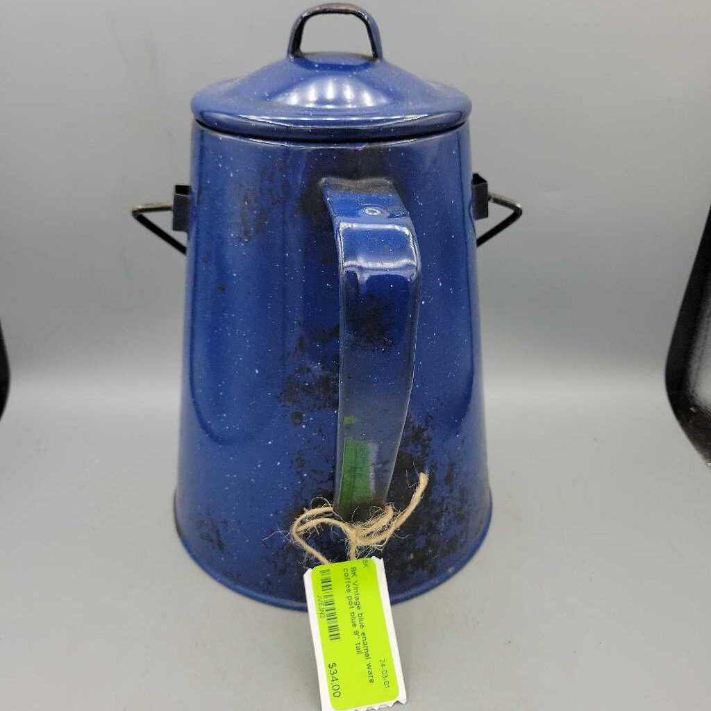 Vintage blue enamel ware coffee pot