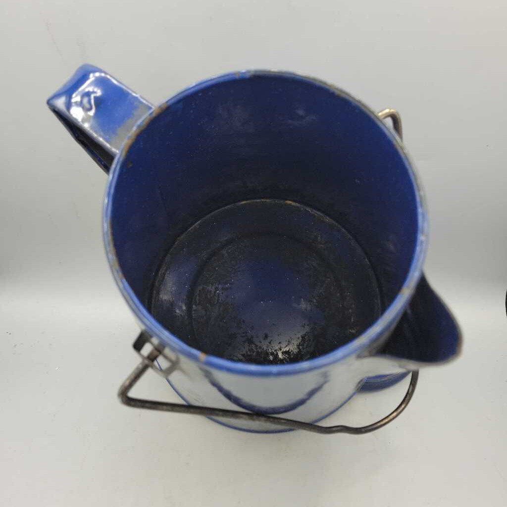 Vintage blue enamel ware coffee pot