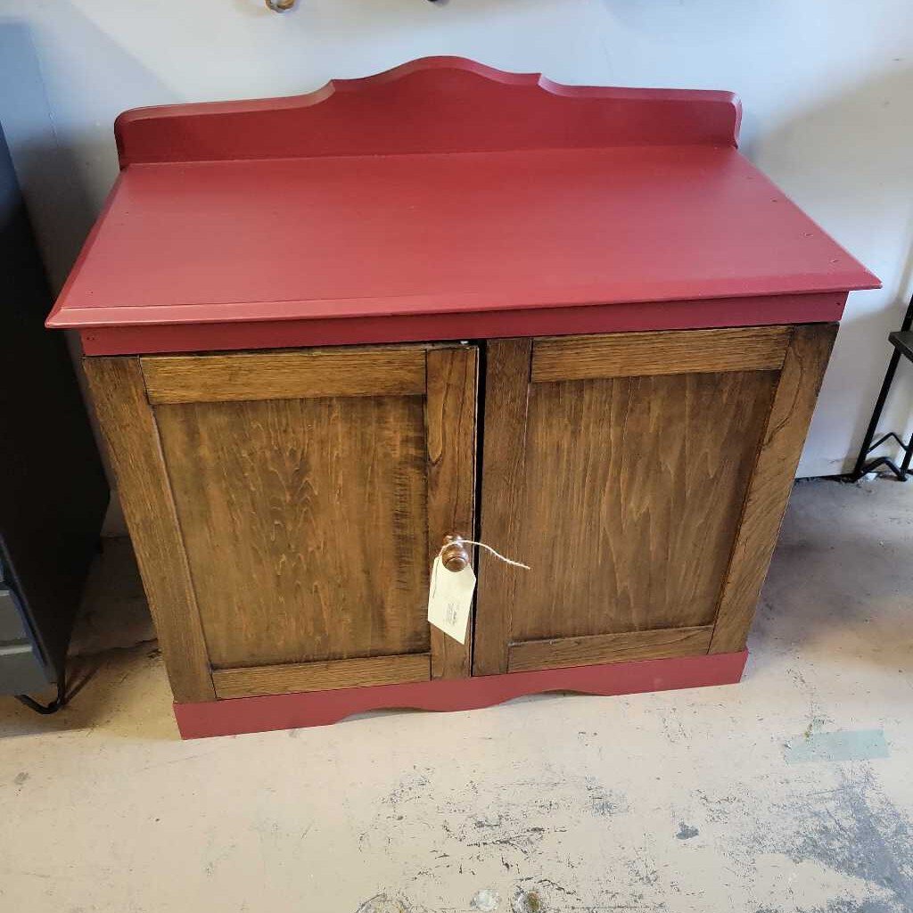 Rustic antique storage cupboard with original hardware, new liner paper