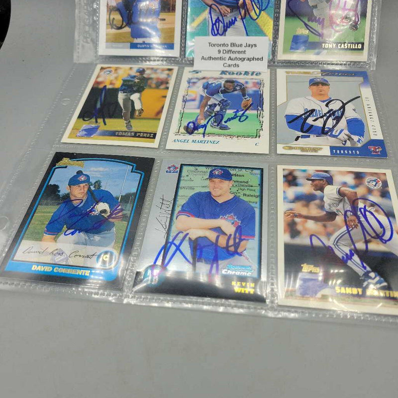 9 Blue Jay's Baseball player's Autographed Cards (JAS)