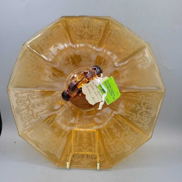 Amber Depression Glass Serving Plate (TRE)
