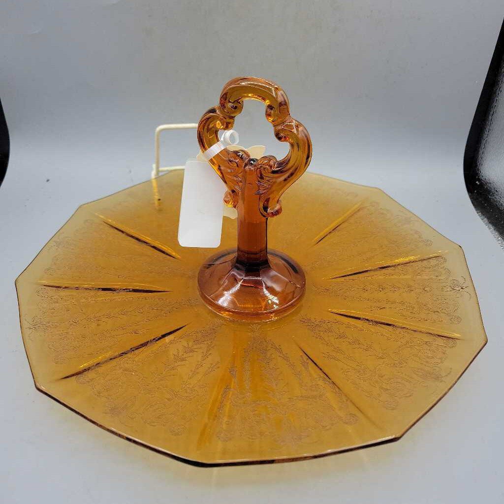 Amber Depression Glass Serving Plate (TRE)