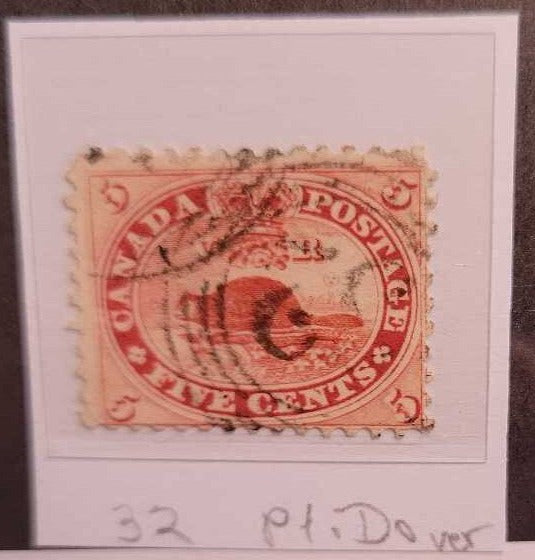 Beaver 5C Canadian Stamp " Port Dover" (Jef) Scott #15 4 ring 32