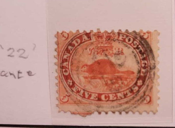 Beaver 5C Canadian Stamp " Napanee" (Jef) Scott #15 4 ring 22