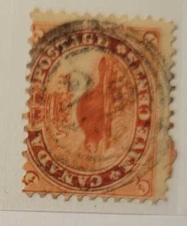 Beaver 5C Canadian Stamp " Napanee" (Jef) Scott #15 4 ring 22