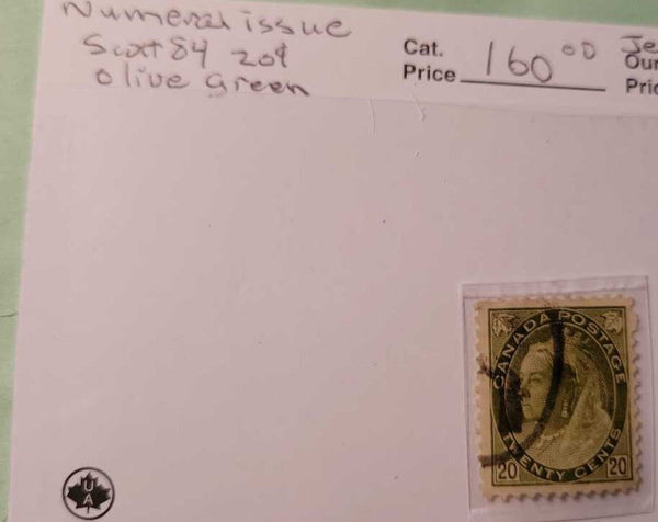 Queen Victoria Twenty Cent Canadian Stamp (Jef) Scott 84