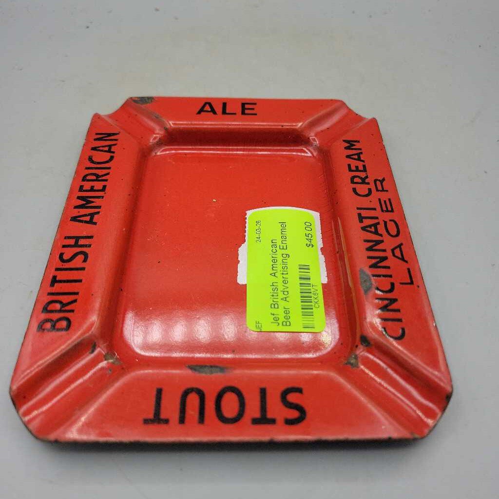 British American Beer Advertising Enamel Ashtray (Jef)