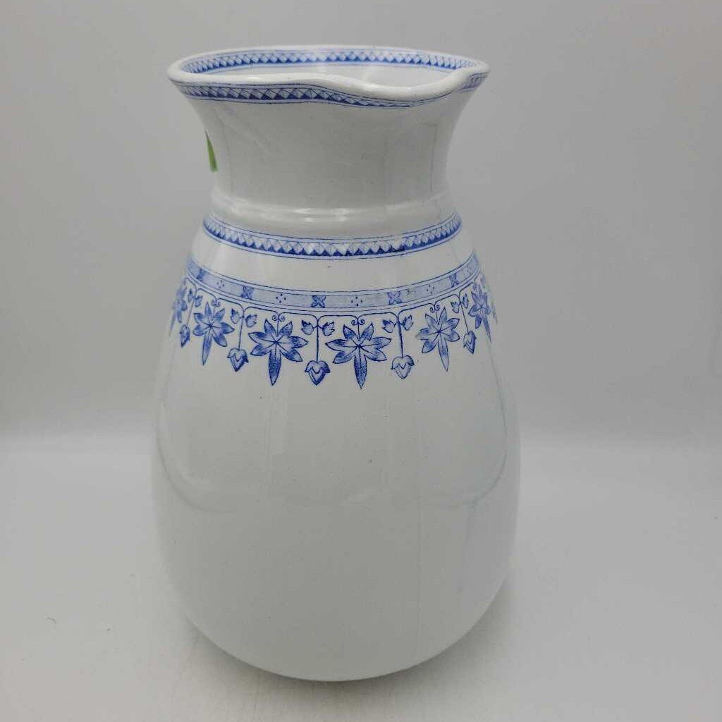 EJG ironstone pitcher with blue (WCS)