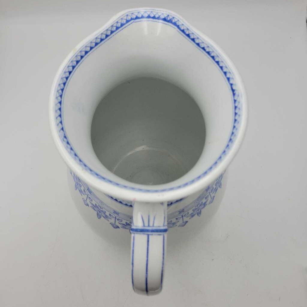EJG ironstone pitcher with blue (WCS)