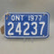 Motorcycle Ontario License plate 1977 (ZIP)