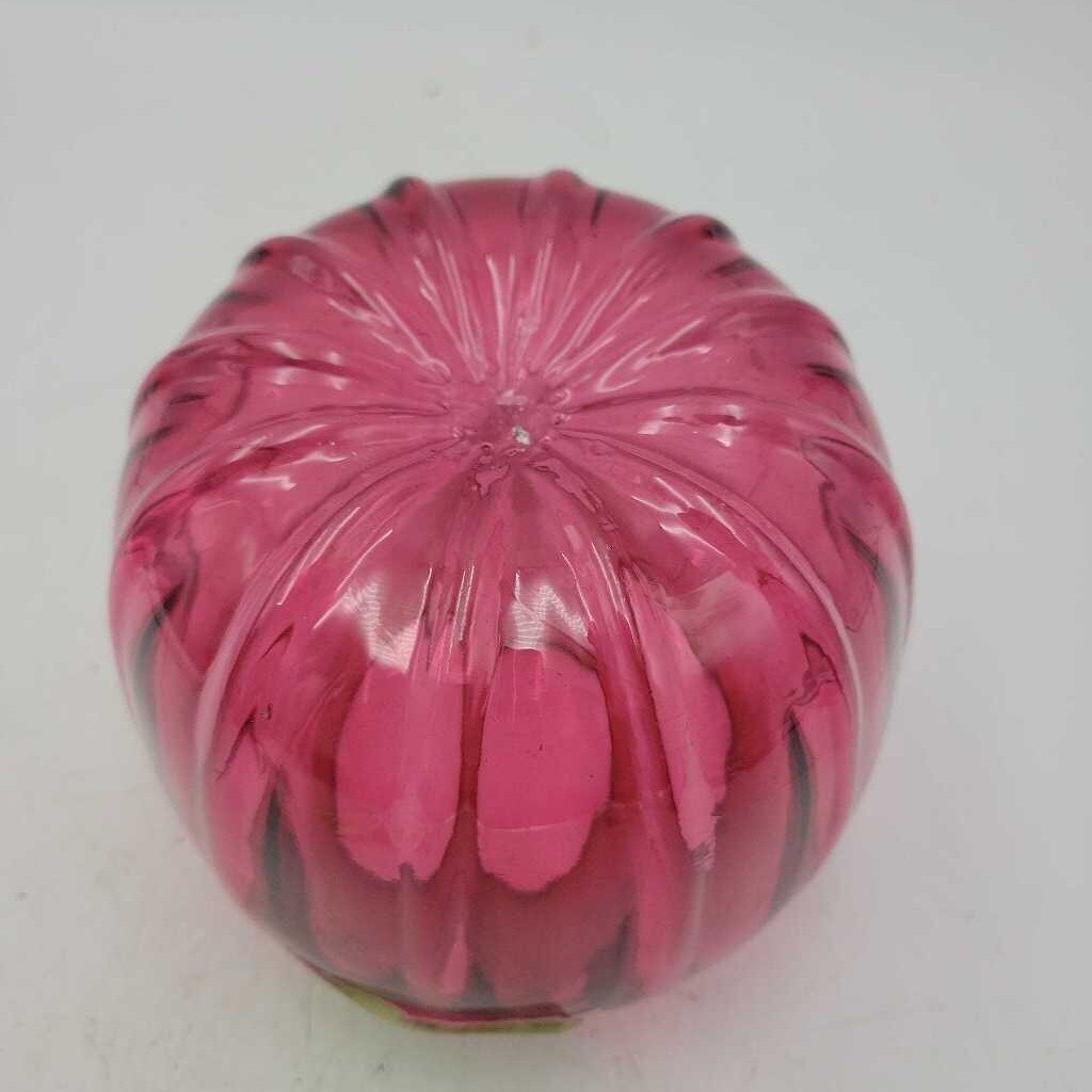 JL Vintage Hand Blown Cranberry Glass Bud Vase