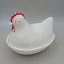 Vintage Milk Glass small Hen on Nest candy Dish (RHA)