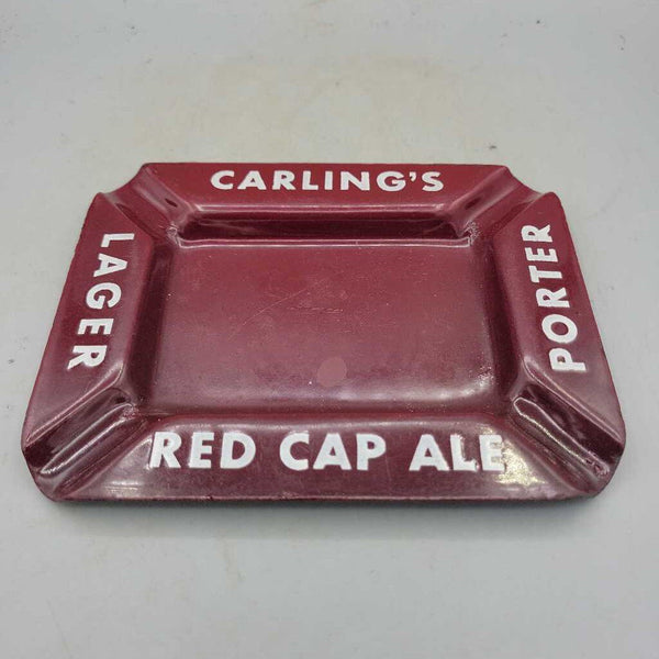Enamel Beer Advertising Ashtray Carling's Red Cap Ale (JEF)