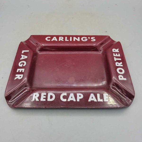 Enamel Beer Advertising Ashtray Carling's Red Cap Ale (JEF) Enamel Beer Advertising Ashtray Carling's Red Cap Ale (JEF)