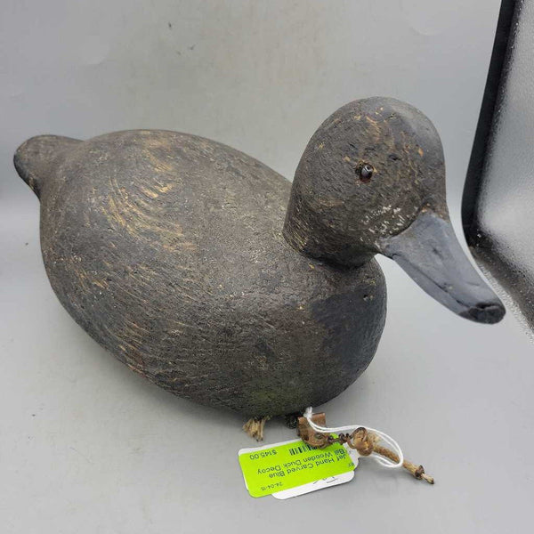 Hand Carved Blue Bill Wooden Duck Decoy (Jef)