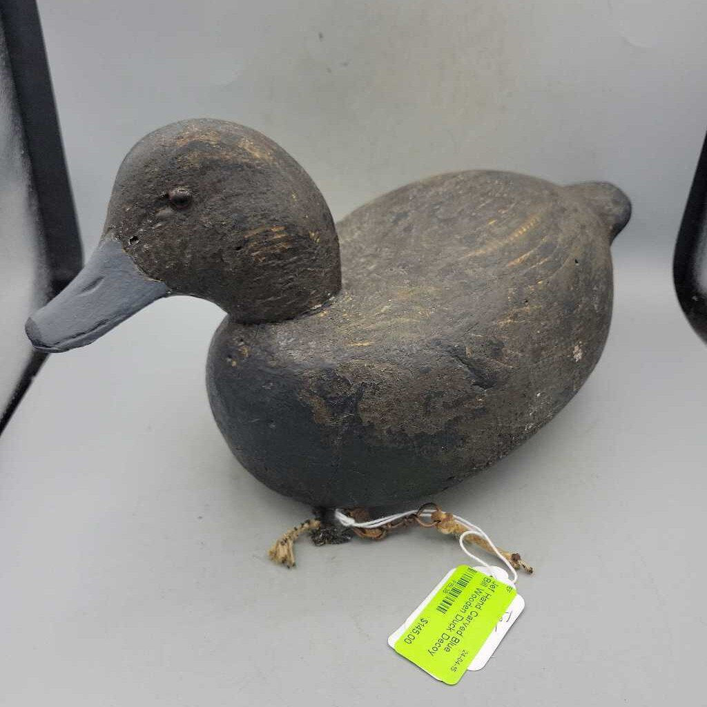 Hand Carved Blue Bill Wooden Duck Decoy (Jef)