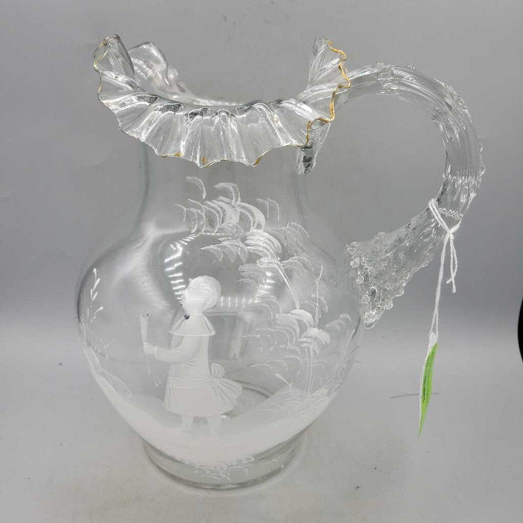 Mary Gregory Clear Glass Pitcher (DEB)