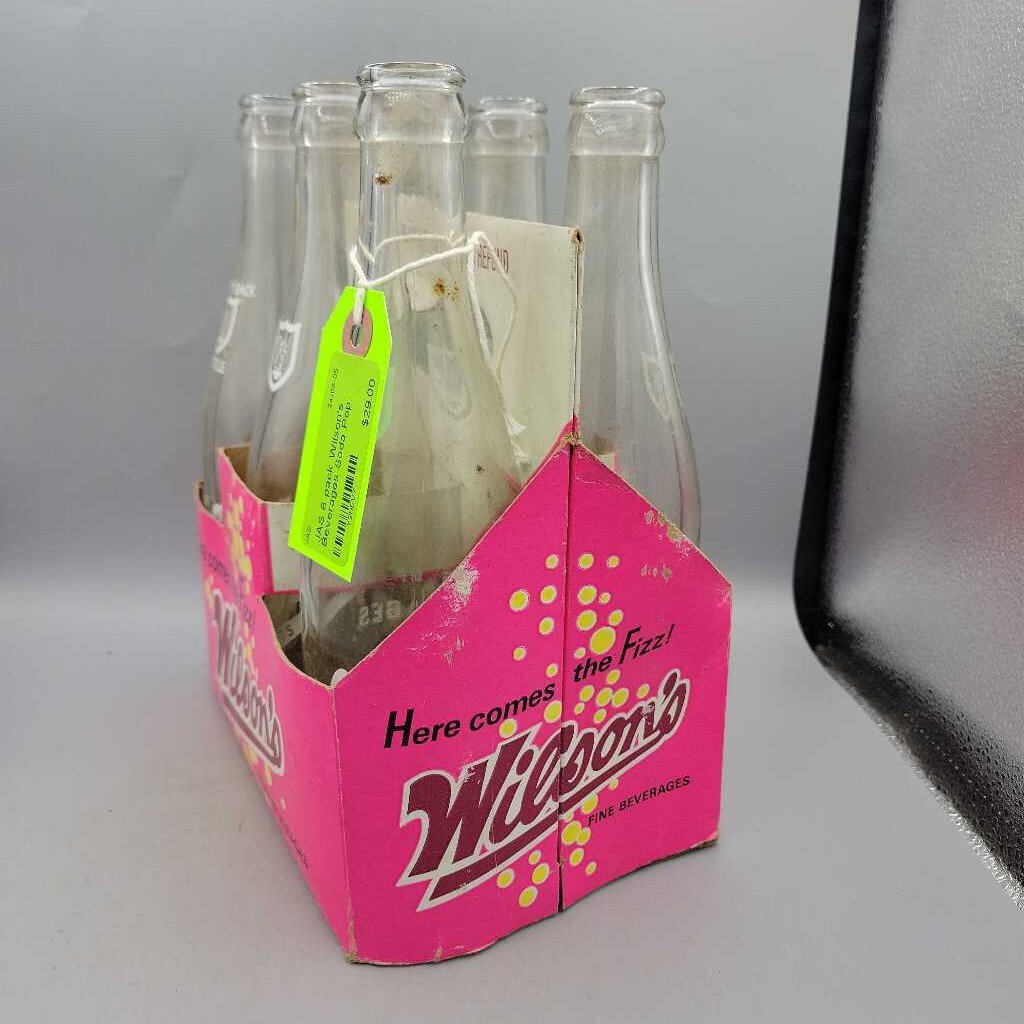 6 pack Wilson's Beverages Soda Pop bottles (JAS)