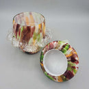 Antique End of Day Art glass covered bowl (JH49)