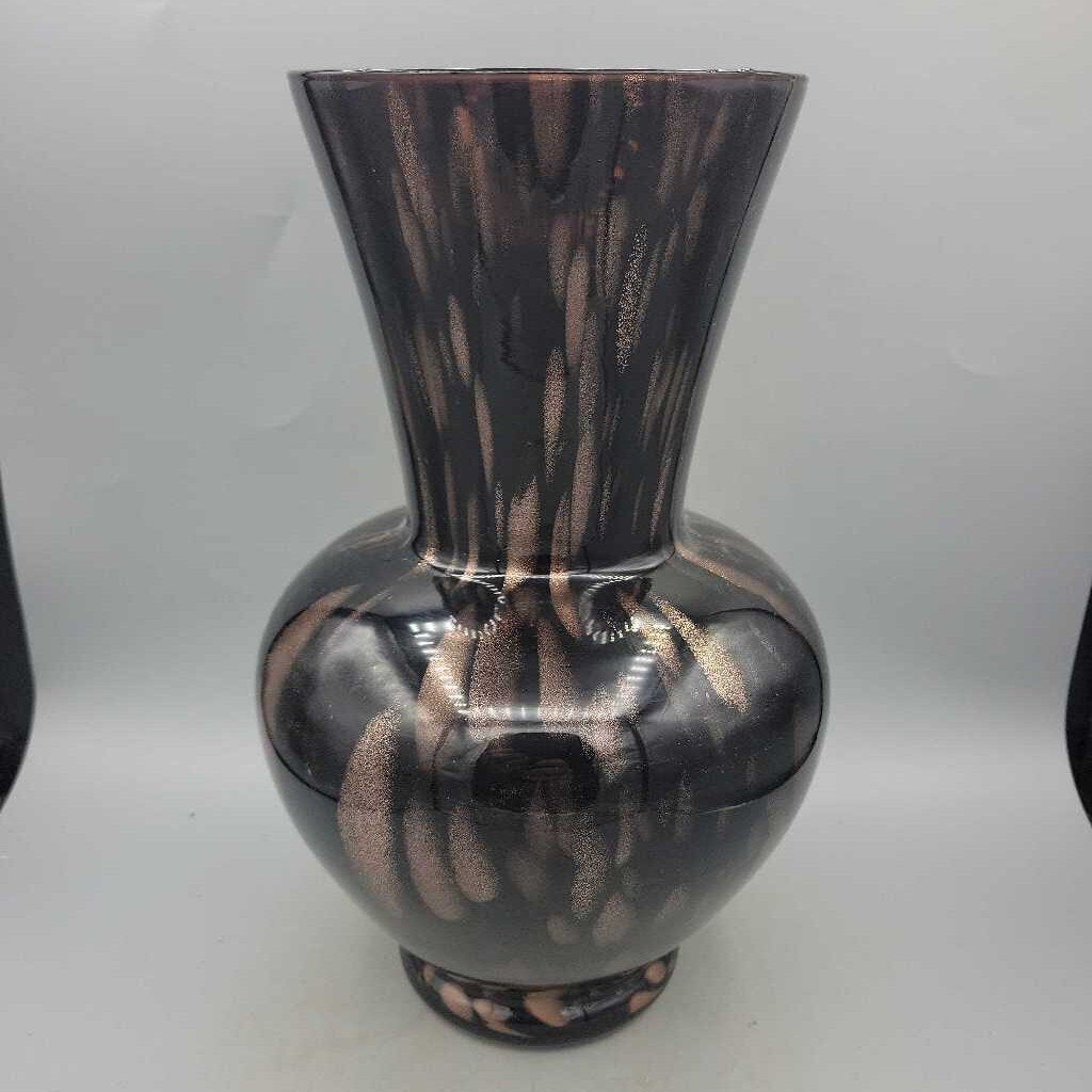 Art Glass Vase Bronze Splash Italy (DMG) 8338