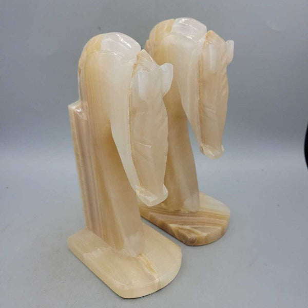 Alabaster Horse Book Ends (YVO) (405)