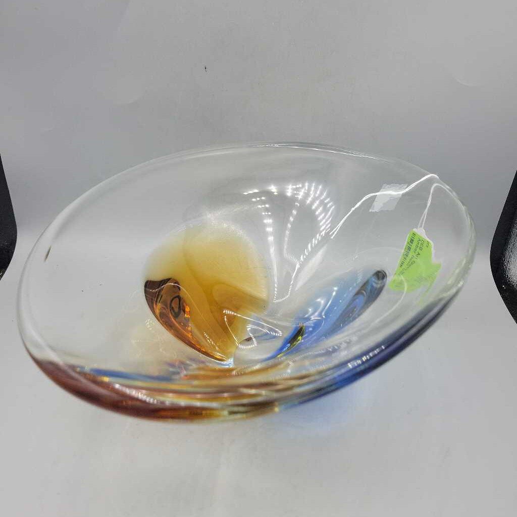 Art Glass Blue Amber Bowl (DEB)