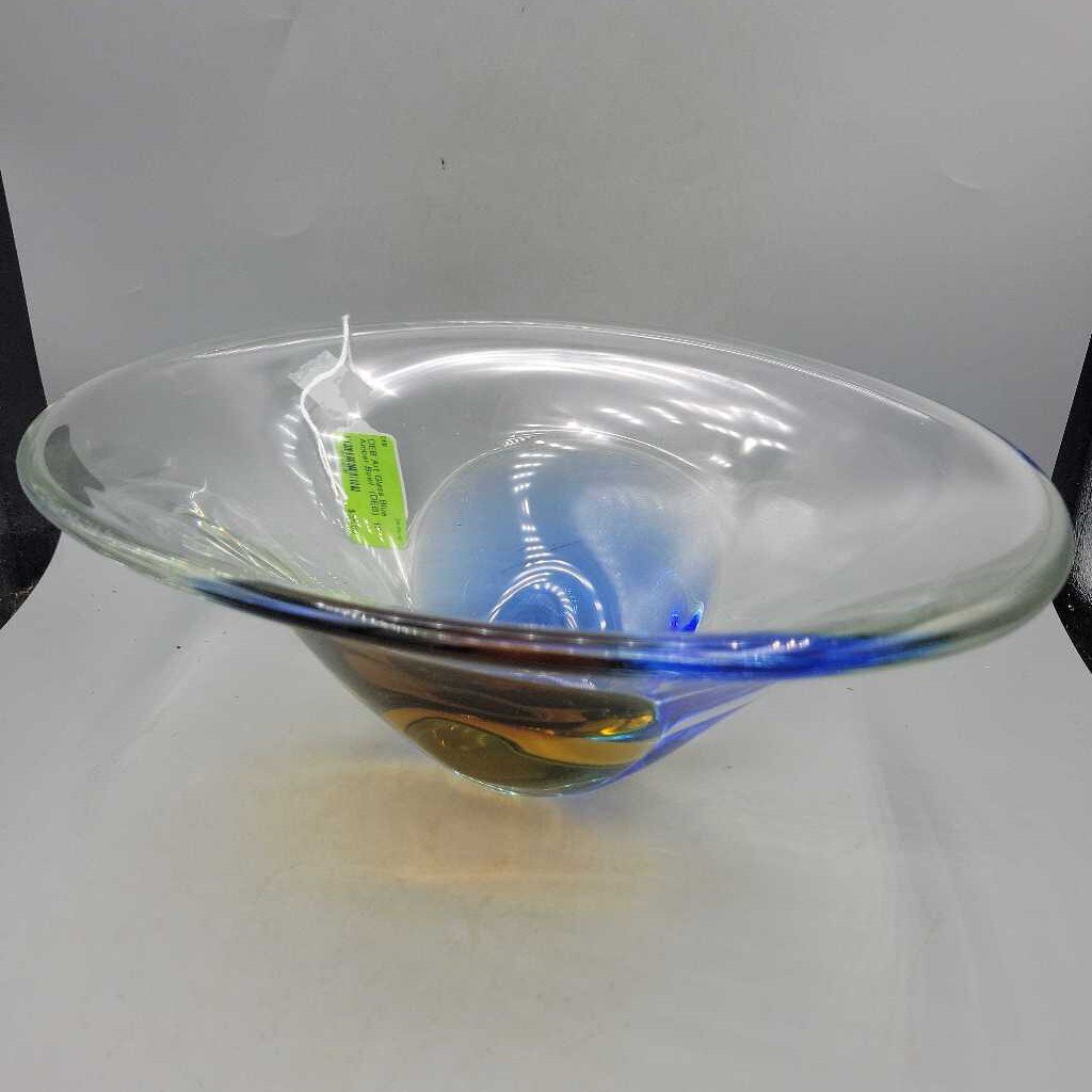 Art Glass Blue Amber Bowl (DEB)