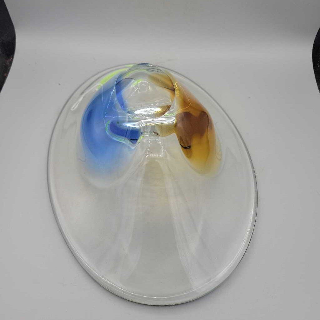 Art Glass Blue Amber Bowl (DEB)