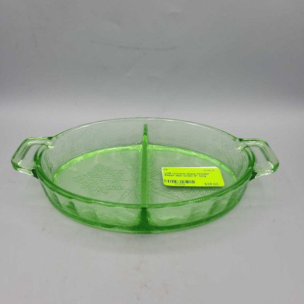 Uranium Glass Divided Relish dish